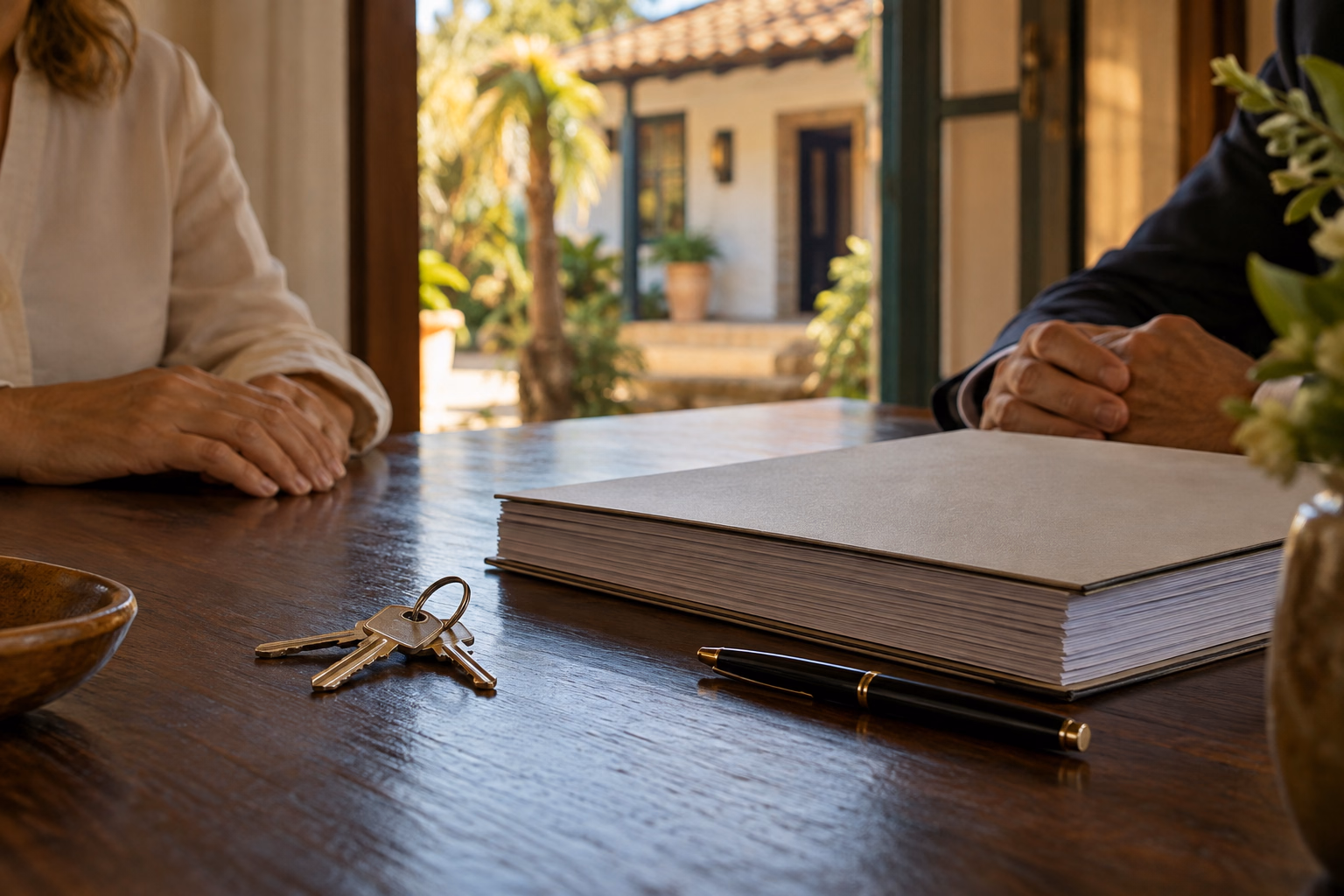 Documentos e chaves de um imóvel organizados para o inventário.